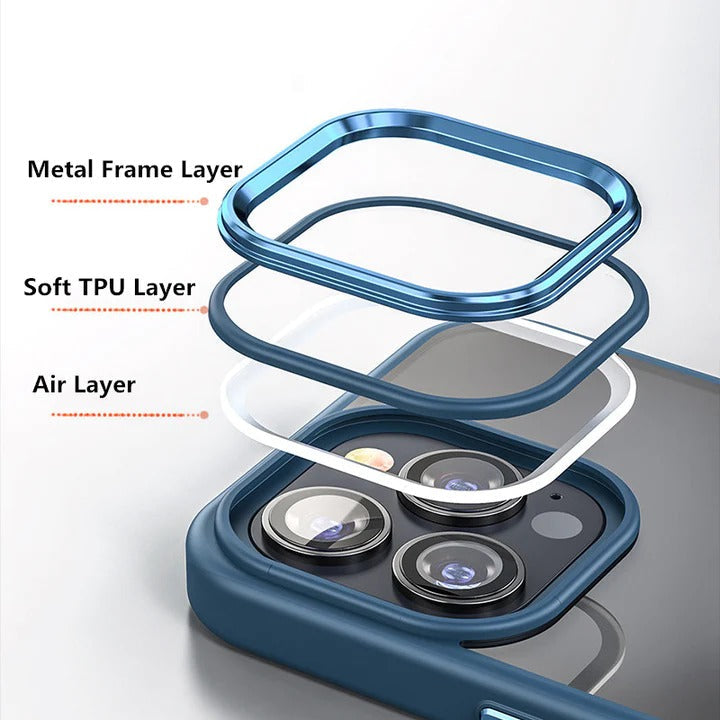 Metal Camera Frame Crystal Clear Phone Cover for iPhone 15 Pro Back Case