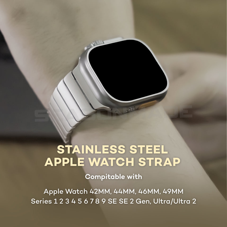 Apple Watch Stainless Steel Matte Finish Strap Series 1 2 3 4 5 6 7 8 9 SE 7 8 9 Ultra Ultra 2