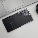 Samsung Galaxy S24 Ultra PU Leather Kickstand Chrome Case