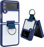 Samsung Galaxy Z Flip 4 Transparent Shockproof Clear Case With Metal Ring Stand Clearance Sale