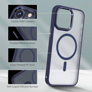 iPhone 16 Series Frost Translucent Magnetic Magsafe Case Metal Camera Bump