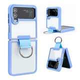 Samsung Galaxy Z Flip 4 Transparent Shockproof Clear Case With Metal Ring Stand Clearance Sale