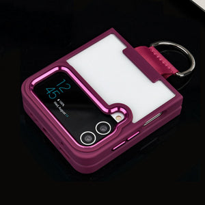 Samsung Galaxy Z Flip 4 Transparent Shockproof Clear Case With Metal Ring Stand Clearance Sale