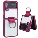 Samsung Galaxy Z Flip 4 Transparent Shockproof Clear Case With Metal Ring Stand Clearance Sale