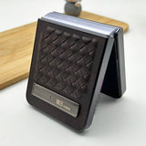 Samsung Galaxy Z Flip 4 PU Leather Checks Grid Pattern Kickstand Case Cover Clearance Sale