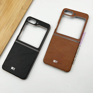 Samsung Galaxy Z Flip 5 PU Leather Chrome Plated Side Case Cover Clearance Sale