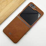 Samsung Galaxy Z Flip 5 PU Leather Chrome Plated Side Case Cover Clearance Sale