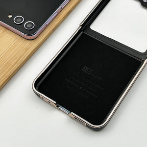 Samsung Galaxy Z Flip 5 PU Leather Chrome Plated Side Case Cover Clearance Sale