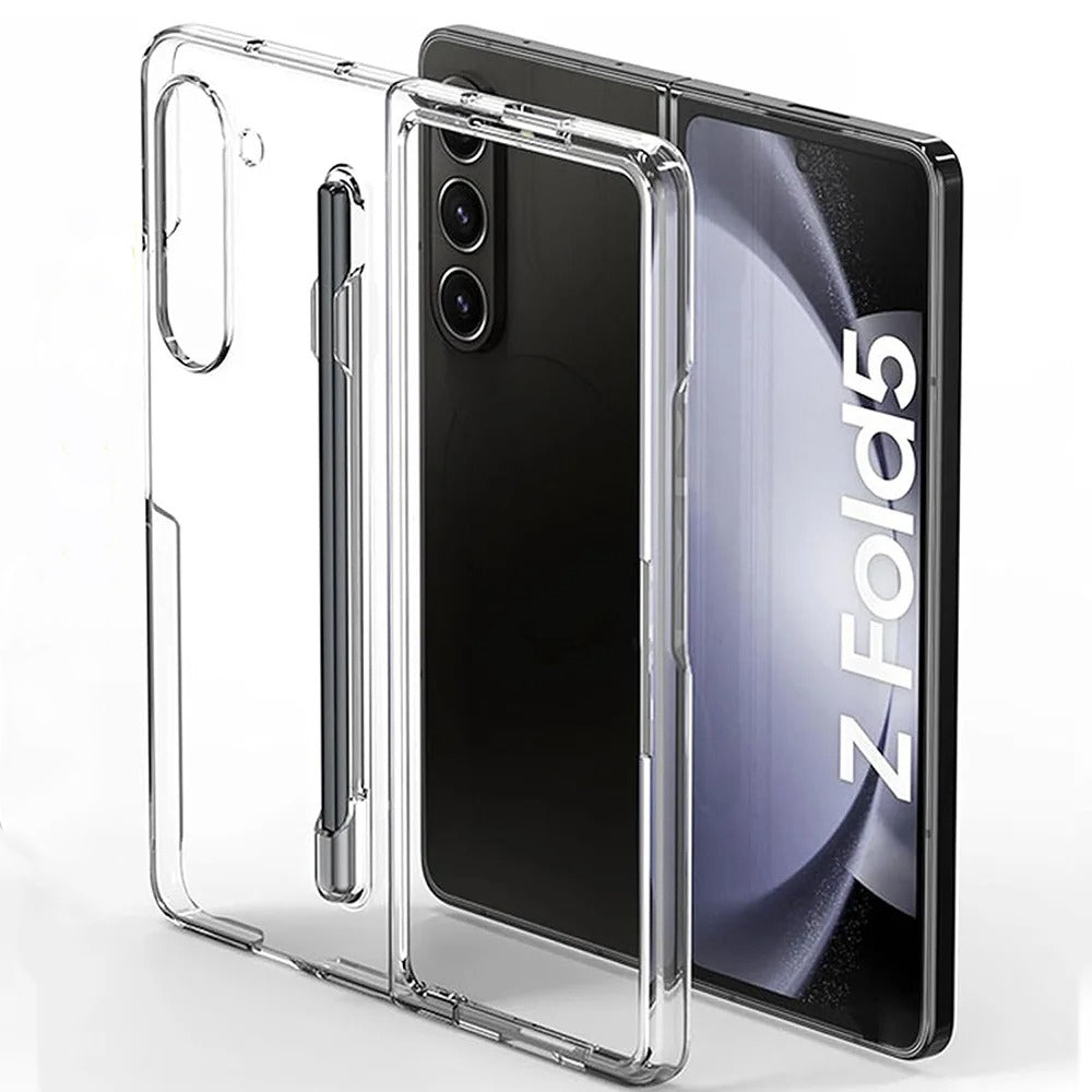 Samsung Galaxy Z Fold 5 Transparent Crystal Hard Shell Cover Case With S-Pen Slot