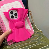 iPhone Pink Bow Silicone Case Cover With Sling