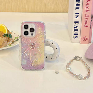 iPhone Sparkle Burst Shimmer Case With Pearl Strap Holder