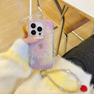 iPhone Sparkle Burst Shimmer Case With Pearl Strap Holder