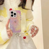 iPhone Sparkle Burst Shimmer Case With Pearl Strap Holder