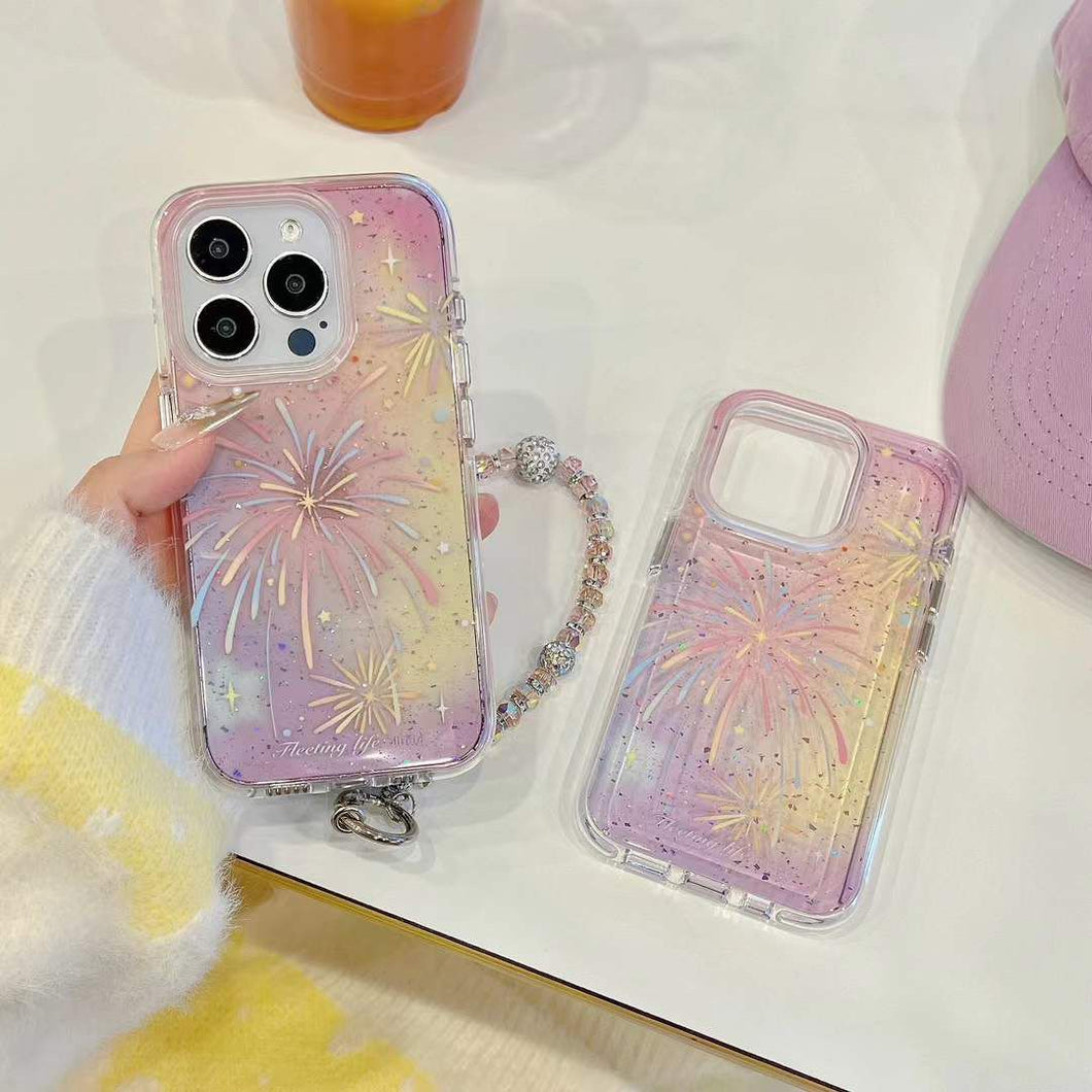 iPhone Sparkle Burst Shimmer Case With Pearl Strap Holder