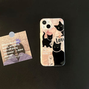 iPhone Dreamy World Cute Kitty In Paris Case With Strap Holder