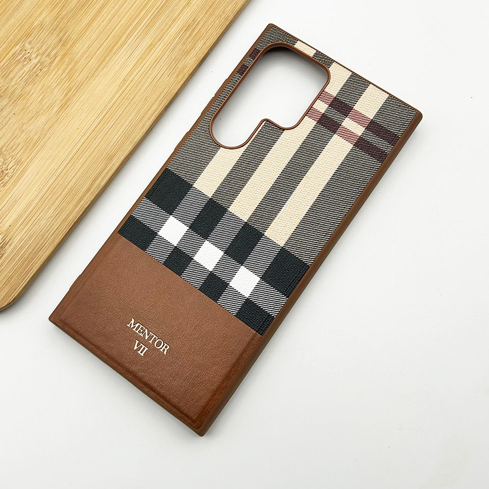 Samsung Galaxy S24 Ultra Chequered Leather Luxury Case Clearance Sale