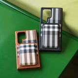 Samsung Galaxy S24 Ultra Checks Leather Case With Detachable Magnetic Magsafe Card Holder Clearance Sale