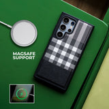 Samsung Galaxy S24 Ultra Checks Leather Case With Detachable Magnetic Magsafe Card Holder Clearance Sale