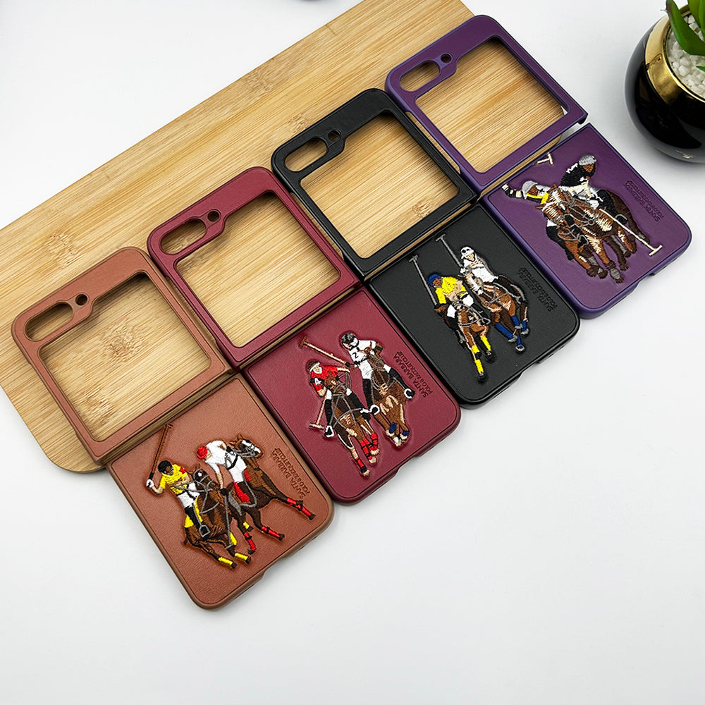 Samsung Galaxy Z Flip 5 Santabarbara Polo Jockey Leather Stitched Case