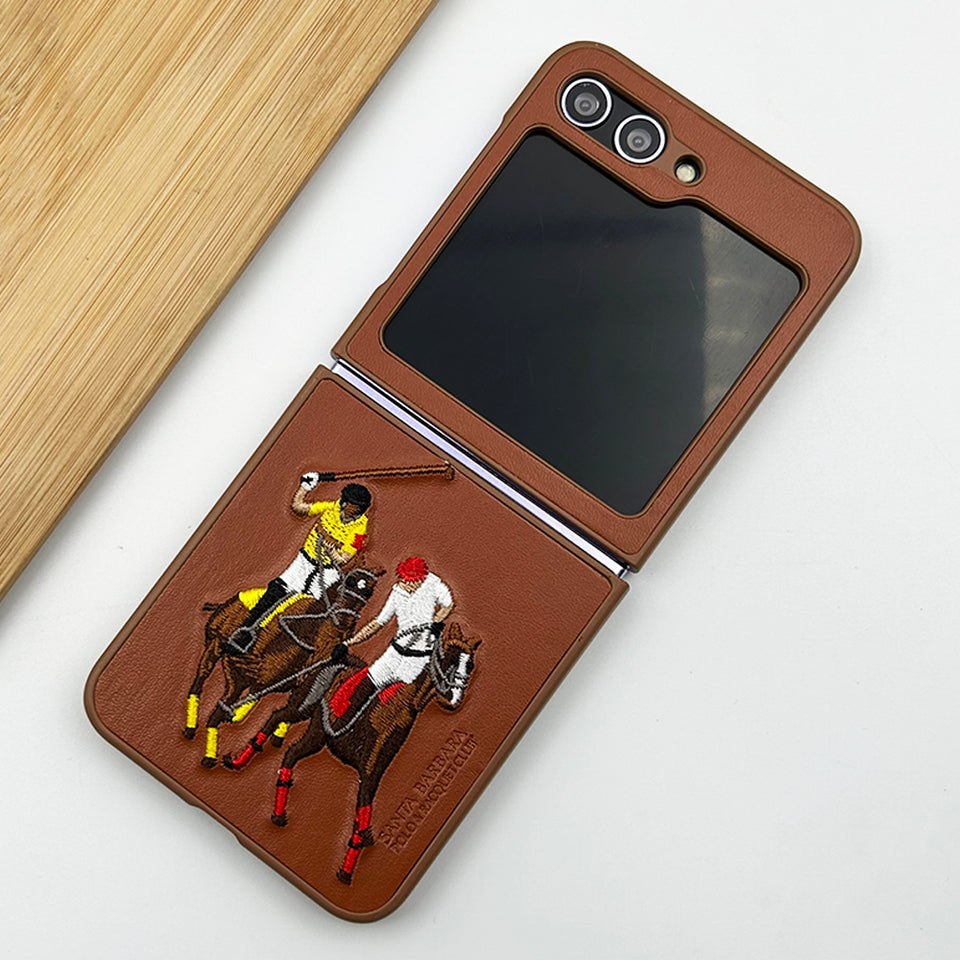 Samsung Galaxy Z Flip 5 Santabarbara Polo Jockey Leather Stitched Case