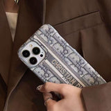 iPhone 15 Series Luxury Brand CD Centre Belt Stitched Case Cover