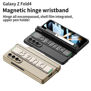 Samsung Galaxy Z Fold 4 Kicktand Wristband Case Pen Holder & Front Screen Guard Clearance Sale