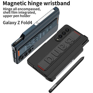 Samsung Galaxy Z Fold 4 Kicktand Wristband Case Pen Holder & Front Screen Guard Clearance Sale