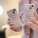 iPhone 15 Series Floral Bow Case With Butterfly Pendant Holder