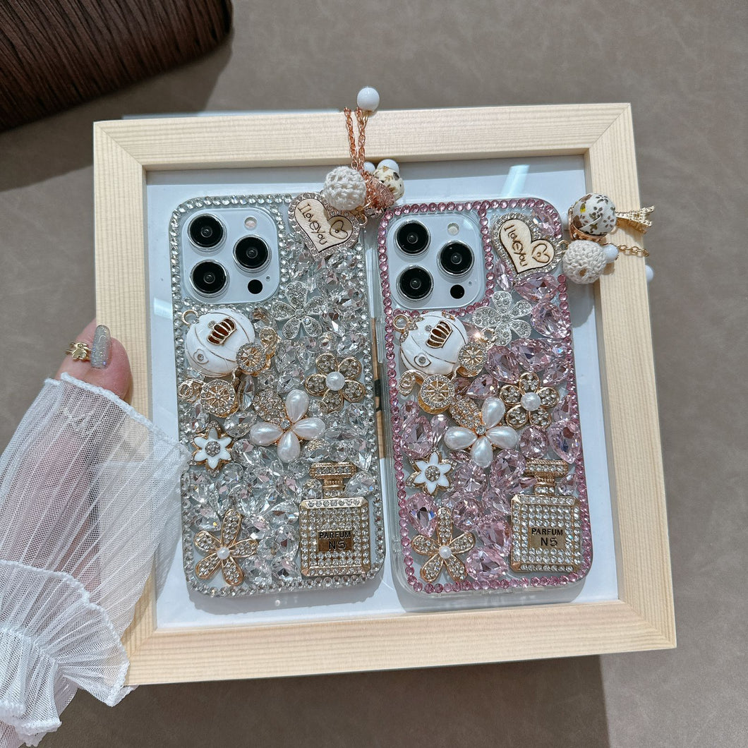 iPhone 15 Perfume Floral Diamond Shimmer Case Cover Clearance Sale