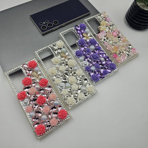 Samsung Galaxy S23 Ultra Rose Floral Rhinestone Diamond Case