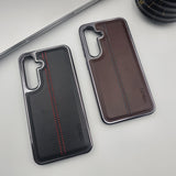 Samsung Galaxy S25 Centre Stitched Leather Case Inside Velvet