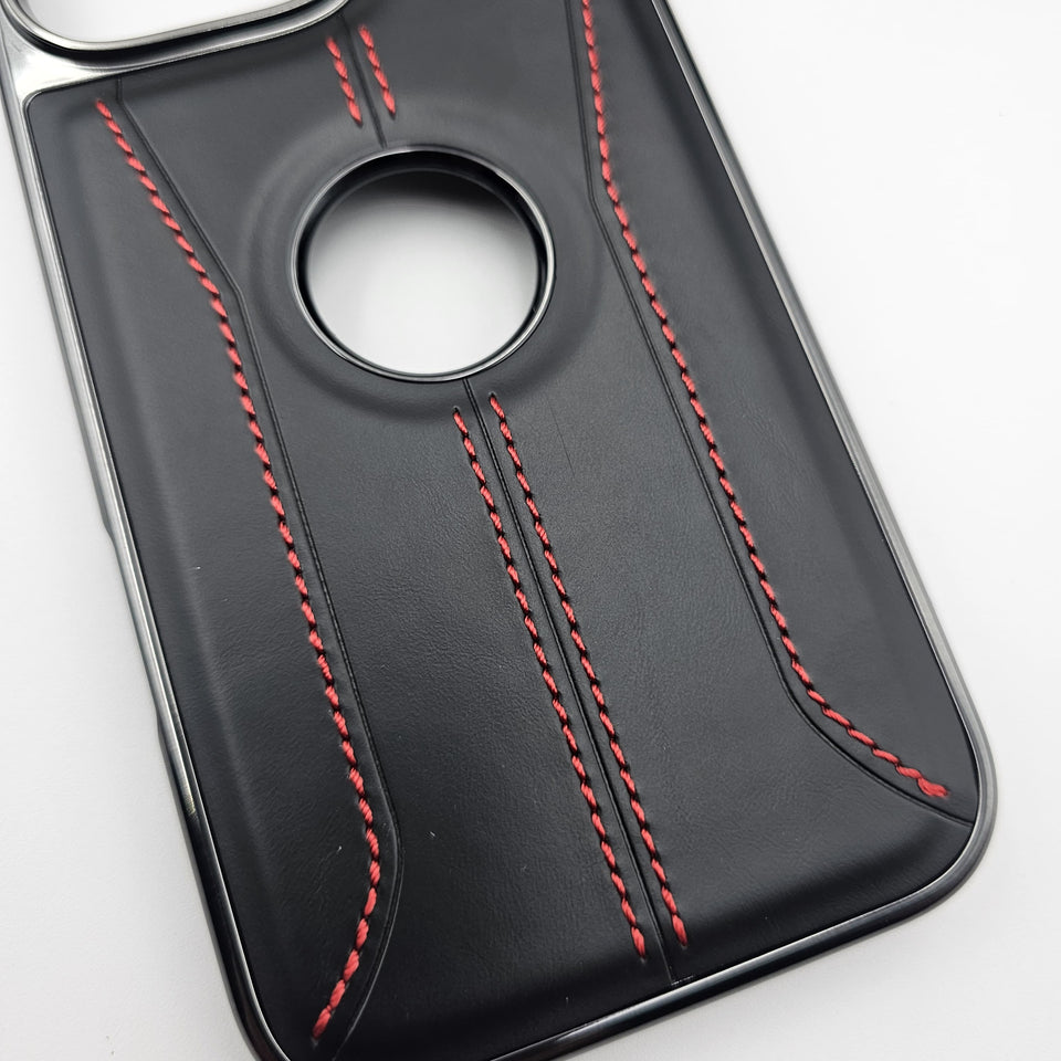 iPhone 16 Series 3 Stripe Stitch Leather Case Minimalistic Design