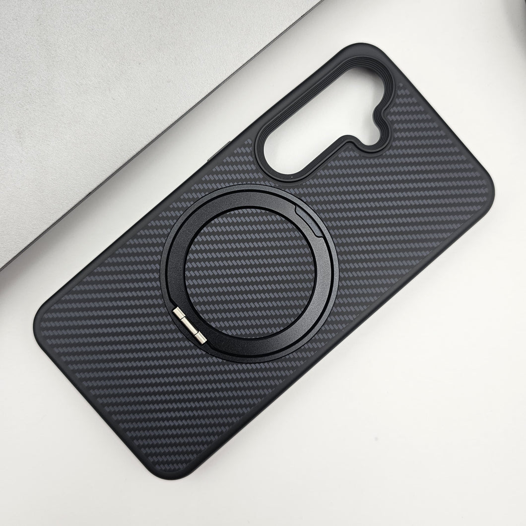 Samsung Galaxy S25 Carbon Fibre With Magnetic Magsafe Ring Stand Case