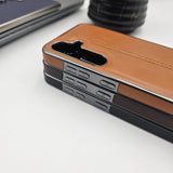 Samsung Galaxy S23 FE Centre Stitched Leather Case Chrome Border Inside Velvet