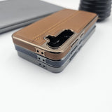 Samsung Galaxy S24 FE Centre Stitched Chrome Leather Case Inside Velvet