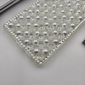 Samsung Galaxy S24 Ultra Pearl Floral Pattern Rhinestone Diamond Case