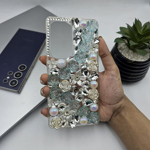 Samsung Galaxy S25 Ultra Rose Floral Rhinestone Diamond Case