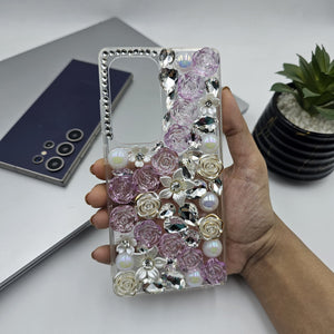 Samsung Galaxy S25 Ultra Rose Floral Rhinestone Diamond Case