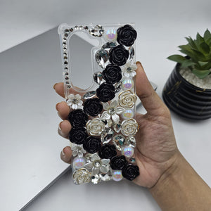 Samsung Galaxy Z Fold 6 Rose Floral Rhinestone Diamond Case