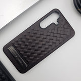 Samsung Galaxy S25 Leather Checks Grid Pattern Kickstands Case