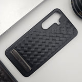 Samsung Galaxy S25 Leather Checks Grid Pattern Kickstands Case