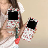 Samsung Galaxy Z Flip 6 Tulip Red Floral With Heart Strap