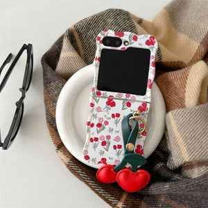 Samsung Galaxy Z Flip 6 Tulip Red Floral With Heart Strap