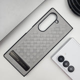 Samsung Galaxy Z Fold 6 PU Leather Checks Grid Pattern Kickstand Case