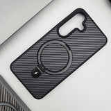 Samsung Galaxy S24 Plus Carbon Fibre With Magnetic Magsafe Ring Stand Case