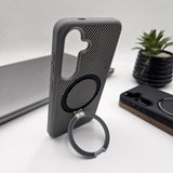 Samsung Galaxy S24 Plus Carbon Fibre With Magnetic Magsafe Ring Stand Case