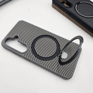 Samsung Galaxy S24 Plus Carbon Fibre With Magnetic Magsafe Ring Stand Case