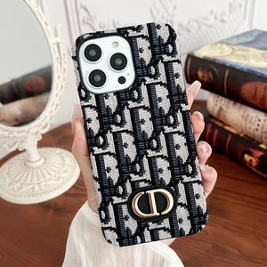 iPhone 14 Luxury Brand CD Embroidery Case Cover Black Clearance Sale