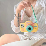 iPhone 15 Series 3D Retro Camera Silicone Case Cover With Sling Yellow