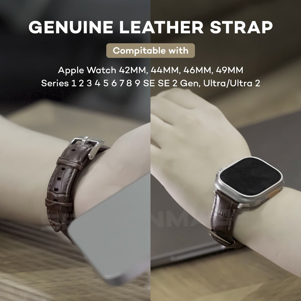 Apple Watch Genuine Brown Leather Strap Series 1 2 3 4 5 6 7 8 9 SE 7 8 9 SE SE 2 Gen Ultra/Ultra 2